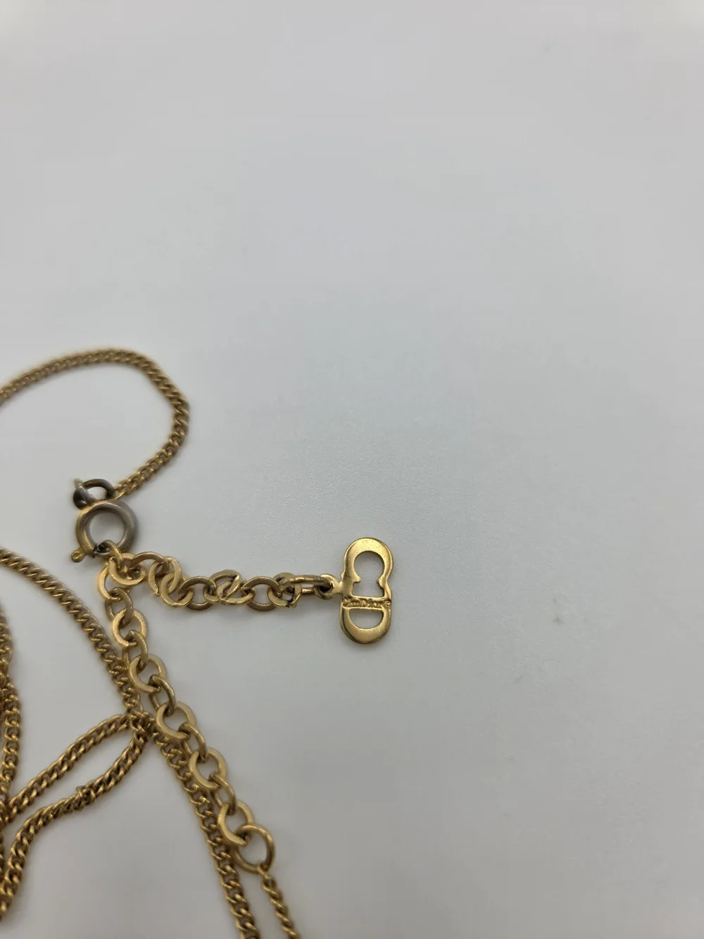 Vintage Christian Dior Gold-Plated CD Logo Oval Pendant Necklace